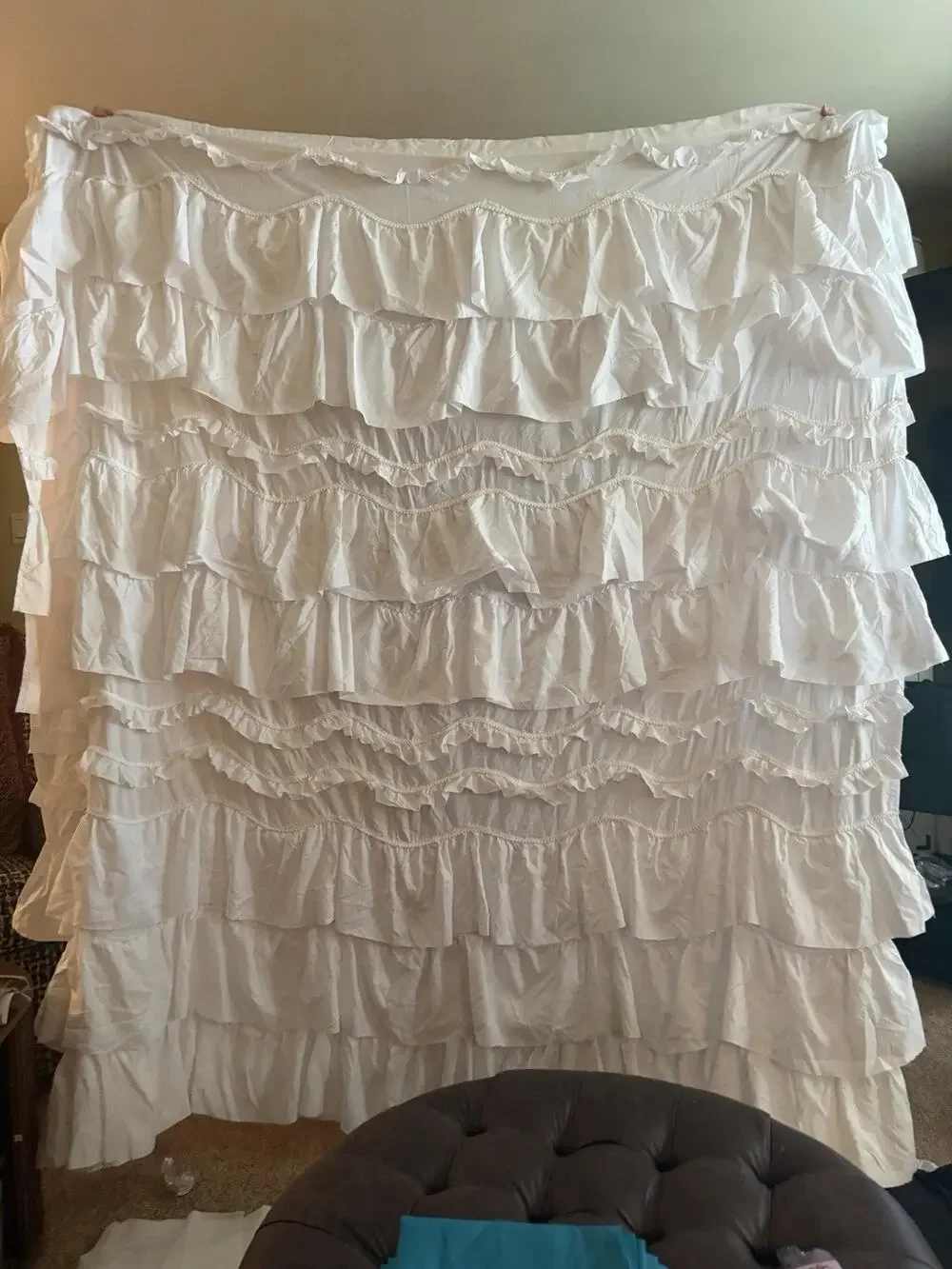 Shower Curtain White Ruffles 72x72 (5A)